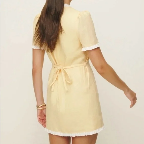 Reformation Yellow Dress with White Trim - Picture 2 of 8